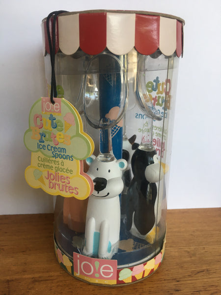 Set of 4 - Jolies Cute Brutes Ice Cream Spoons ~ Cow Polar Bear Pig Penguin ☆