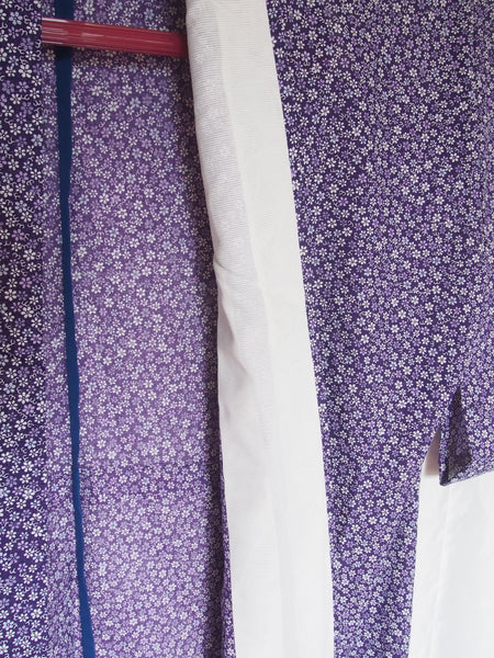 Authentic Japanese summer kimono - see through purple meadow