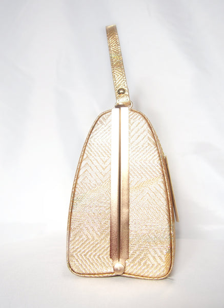 Vintage kimono handbag - textured golden with subtle rainbow accent