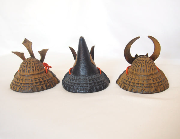 Cast iron paperweight - Japanese helmet kabuto - set of 3