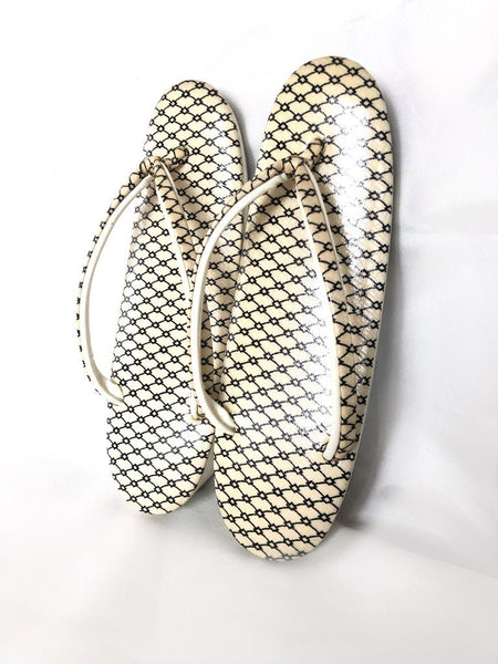 Authentic Japanese shoes - funky black and white zori with geometrical pattern