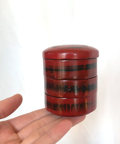 Japanese lacquerware - stackable set of miniature plates - red and black