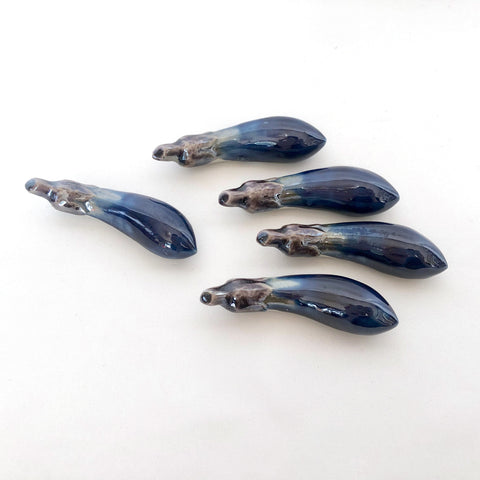 Japanese ceramic hashioki - chopstick / cutlery rest - realistic eggplants