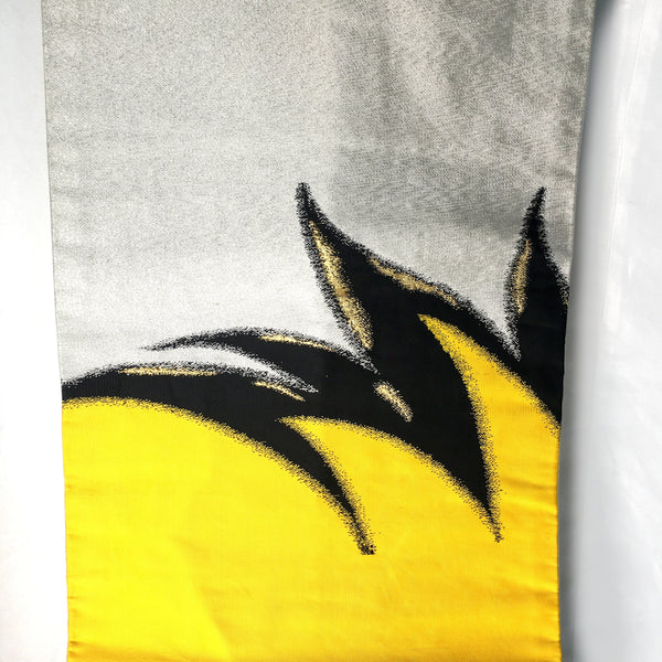 Bold Japanese Nagoya obi - yellow, black, and silver lightning