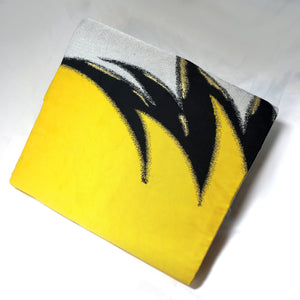 Bold Japanese Nagoya obi - yellow, black, and silver lightning