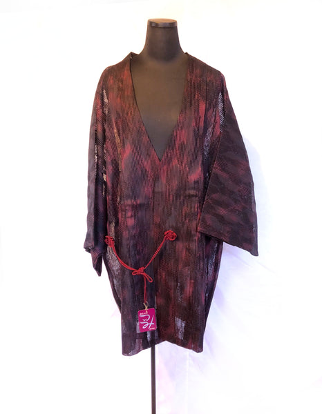 Vintage Japanese kimono coat- summer see-through short jacket dochugi