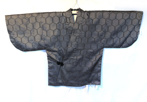 Vintage Japanese kimono coat - black and white short jacket dochugi