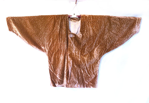 Burnt velvet kimono coat - warm beige with abstract pattern