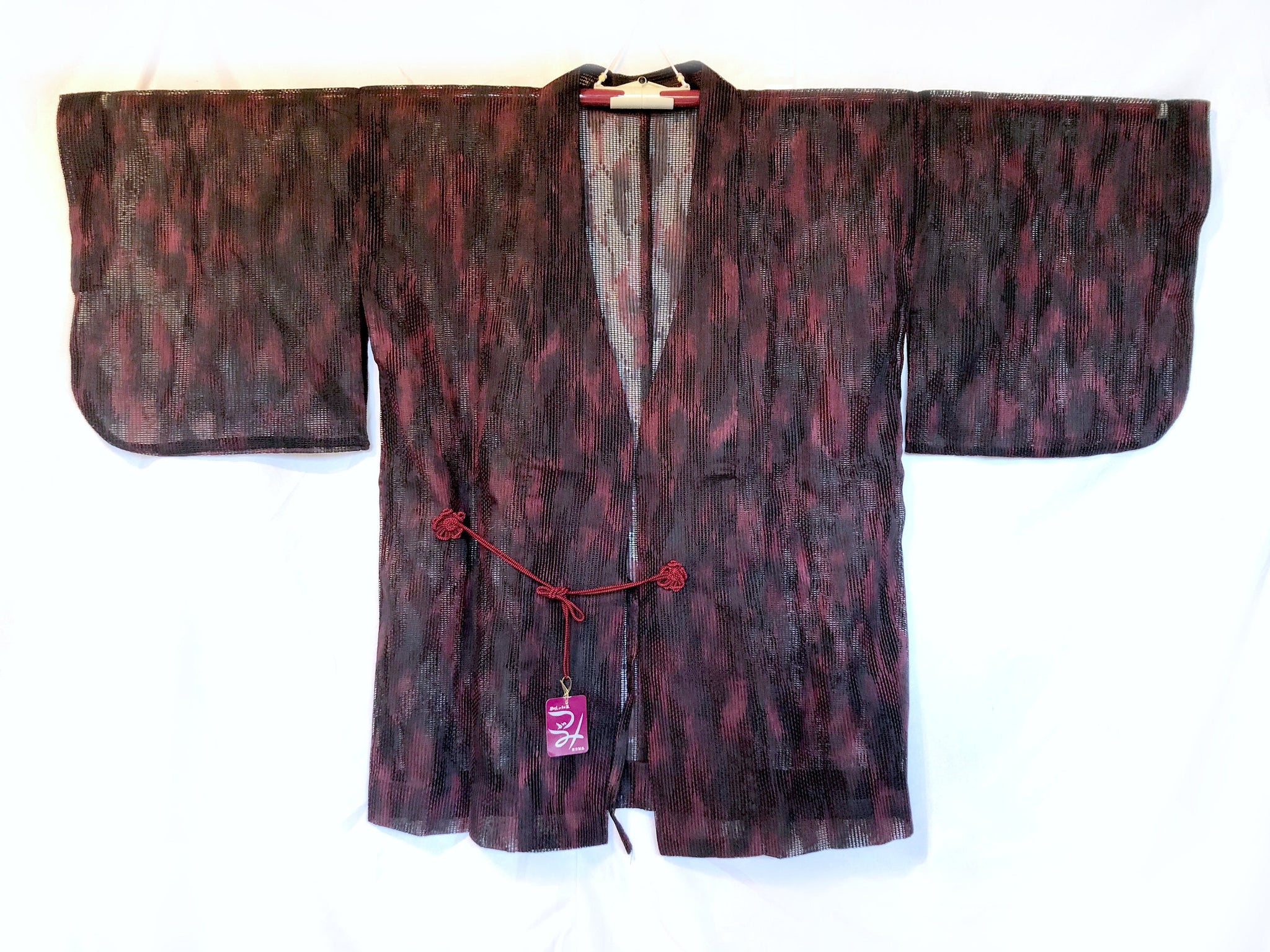 Vintage Japanese kimono coat- summer see-through short jacket dochugi