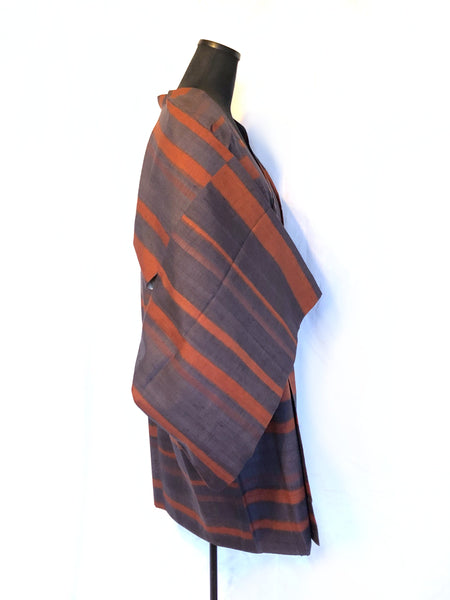 Traditional Japanese kimono coat michiyuki - purple and orange stripes
