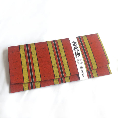 Vintage Japanese slim wallet - red and yellow stripes