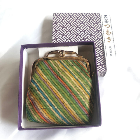 Vintage Japanese coin purse - colorful mingei tsumugi (folkcraft pongee)