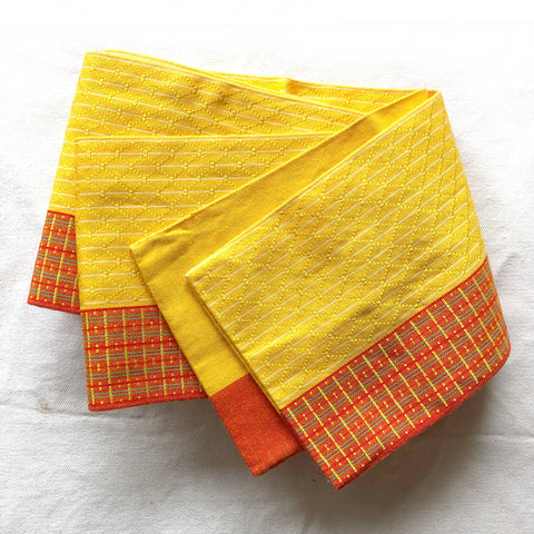 Cute Japanese hanhaba obi - yellow and orange with a subtle geometric pattern