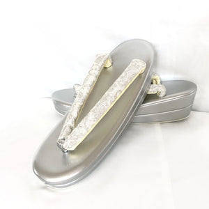 Authentic Japanese shoes - elegant silver zori - 25.5cm