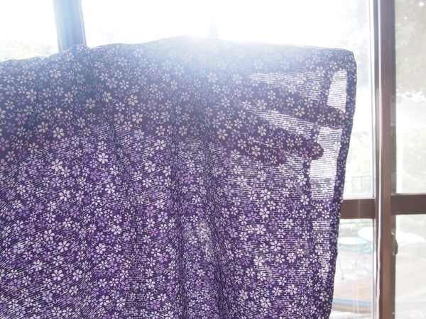 Authentic Japanese summer kimono - see through purple meadow