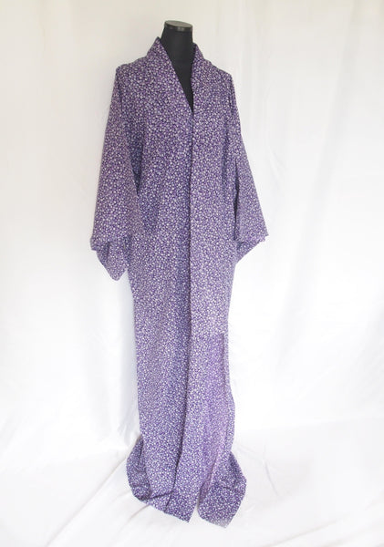 Authentic Japanese summer kimono - see through purple meadow