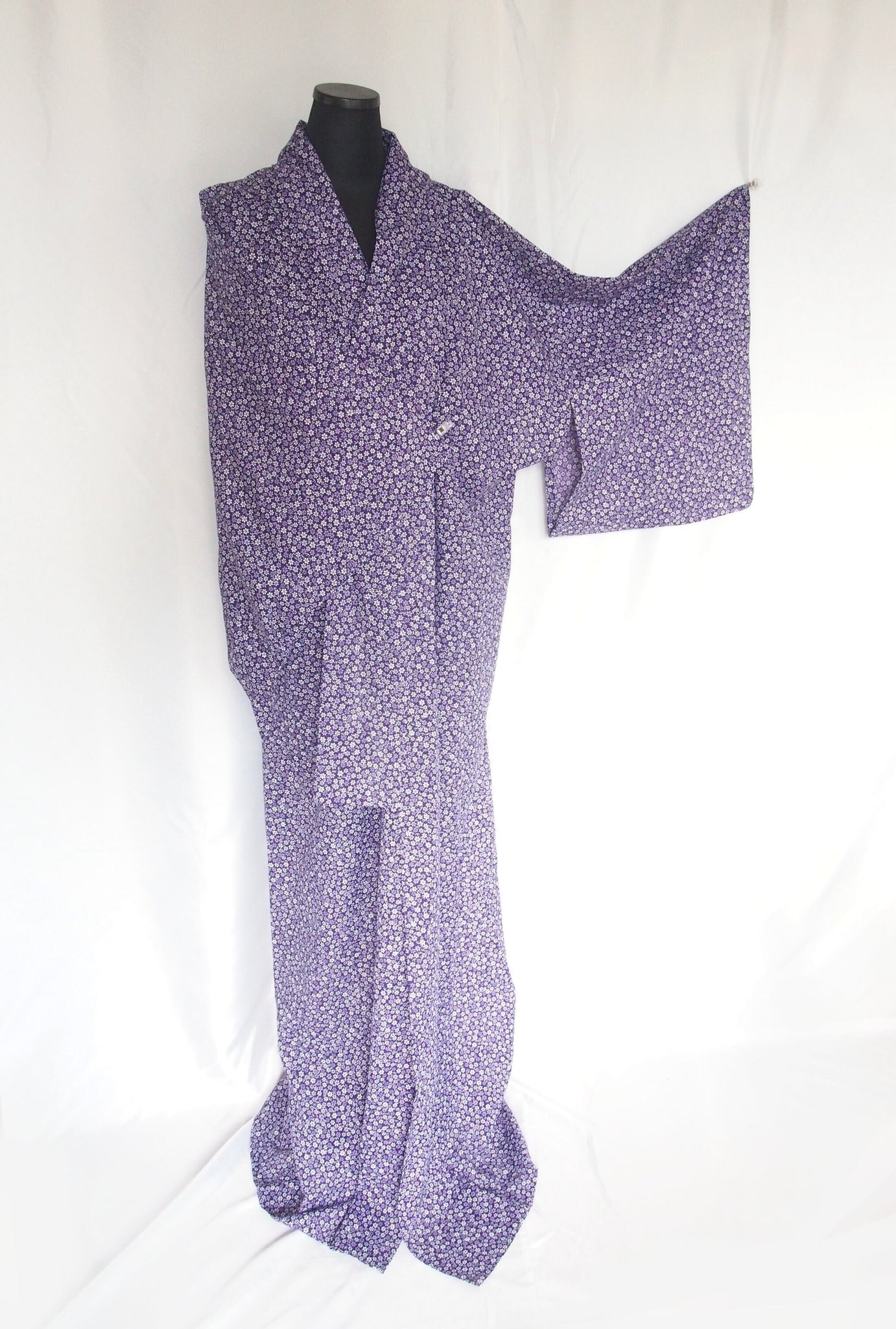 Authentic Japanese summer kimono - see through purple meadow