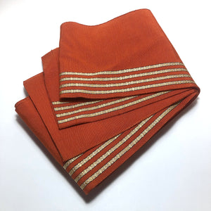 Casual Japanese hanhaba obi - orange with thin golden stripes