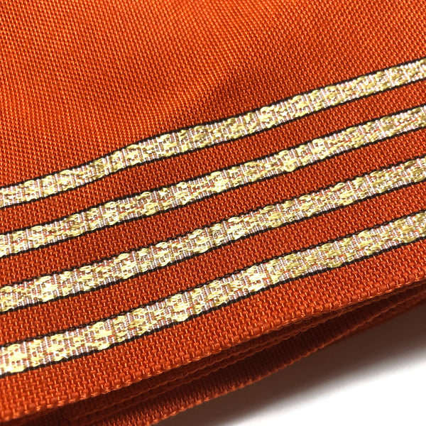 Casual Japanese hanhaba obi - orange with thin golden stripes