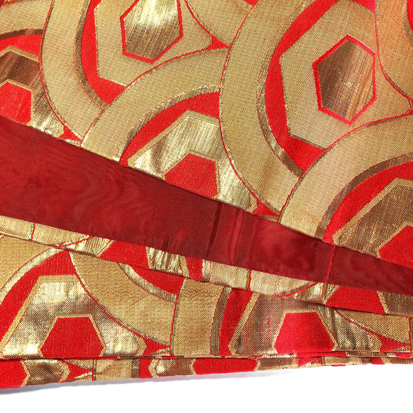 Unique vintage obi for children - red and golden circular pattern