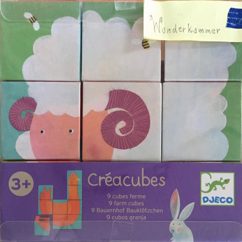 Djeco Créacubes Puzzle (9 Farm Cubes)